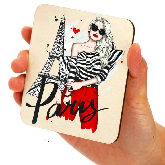 COLOR ENGRAVED WOODEN SOUVENIR " PARIS " COD/W-07 - Picture 2 of 4